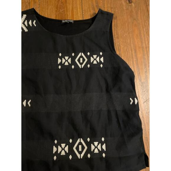 Eileen Fisher Black & White Tribal Geometric Lightweight Tank, M - Picture 2 of 4